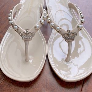 Juicy Couture Rhea Nude Pearl Flip Flops